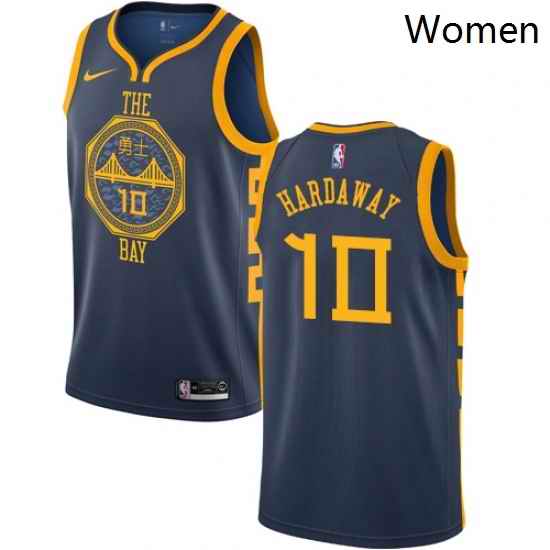 Womens Nike Golden State Warriors 10 Tim Hardaway Swingman Navy Blue NBA Jersey City Edition